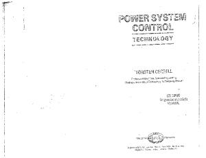 Power Systems Control Technology (Prentice-Hall international series in systems and control engineering)
