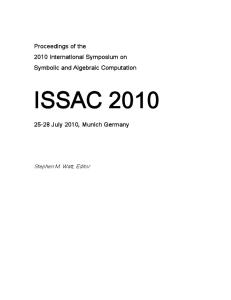 Proceedings ISSAC 2010 (Munich)