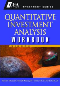 Quantitative Investment Analysis, Workbook (CFA Institute Investment Series)