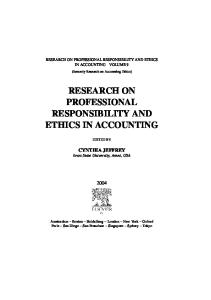 Research on Professional Responsibility and Ethics in Accounting, Volume 9 (Research on Professional Responsibility and Ethics in Accounting)