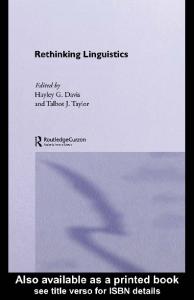 Rethinking Linguistics (Communication and Linguistic Theory)