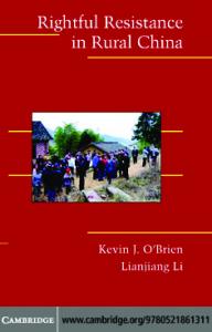 Rightful Resistance in Rural China (Cambridge Studies in Contentious Politics)