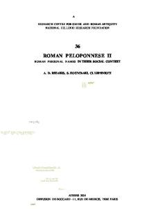 Roman Peloponnese II: Roman Personal Names in Their Social Context (Melethmata 36)