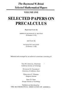 Selected Papers on Precalculus