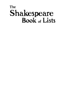 Shakespeare Book of Lists