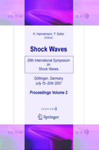 Shock Waves: 26th International Symposium on Shock Waves,
