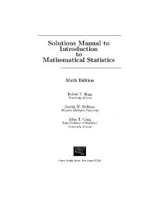 Solution Manual to Introduction to Mathematical Statistics 6th Edition