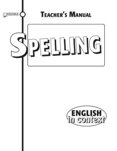 Spelling Teacher's Manual