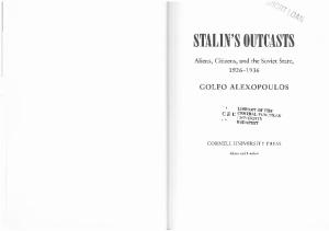 Stalin's Outcasts: Aliens, Citizens, and the Soviet State, 1926-1936