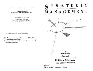 Strategic Management: A Stakeholder Approach (Pitman Series in Business and Public Policy)