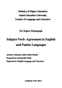 Subject-verb agreement in English and Pashto a comparative study