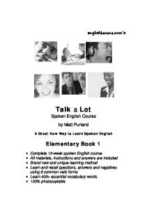 Talk a Lot Spoken English Course: Bk. 1: Elementary