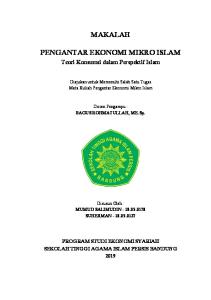 Teori Konsumsi dalam Islam (Ekonomi Mikro Islam)