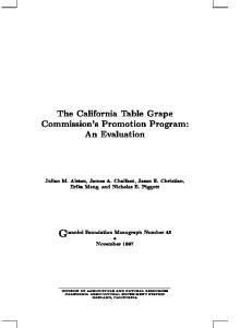 The California Table Grape Commission's Promotion Program an Evaluation