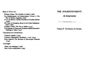 The Enlightenment: An Interpretation - Volume II: The Science of Freedom