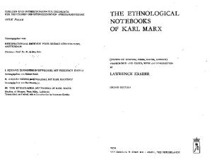 The Ethnological Notebooks of Karl Marx: (Studies of Morgan, Phear, Maine, Lubbock)