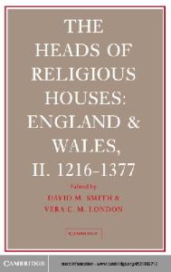 The Heads of Religious Houses: England and Wales, II. 1216-1377