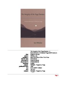 The Integrity of the Yoga Darsana: A Reconsideration of Classical Yoga (SUNY Series in Religious Studies)