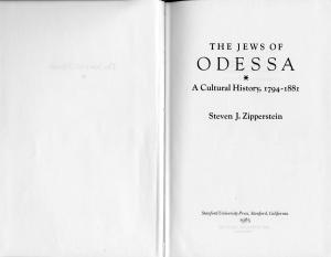 The Jews of Odessa: A Cultural History, 1794-1881