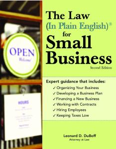 The Law (In Plain English)® for Small Business, 2E (Law in Plain English)