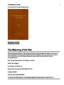 The Meaning Of War