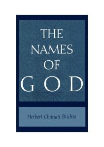 The Names of God: Poetic Readings in Biblical Beginnings