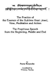 The Practice of the Essence of the Sublime Heart Jewel, View, Meditation and Action - The Propitious Speech from the Beginning, Middle and End