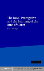 The Royal Prerogative and the Learning of the Inns of Court (Cambridge Studies in English Legal History)