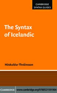 The Syntax of Icelandic (Cambridge Syntax Guides)