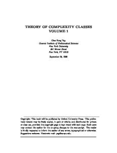 Theory of complexity classes