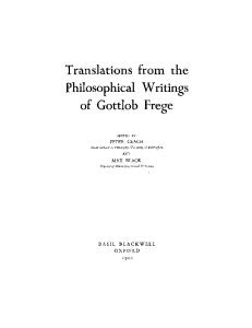 Translations from the Philosophical Writings of Gottlob Frege, 2nd Edition