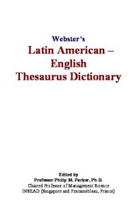 Websters Latin American - English Thesaurus Dictionary