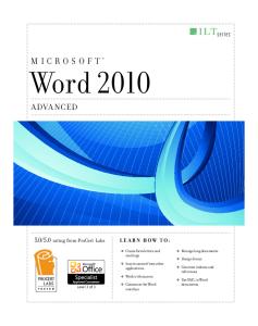 Word 2010: Advanced (Student Manual)