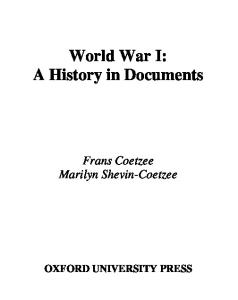 World War I: A History in Documents (Pages from History Series)